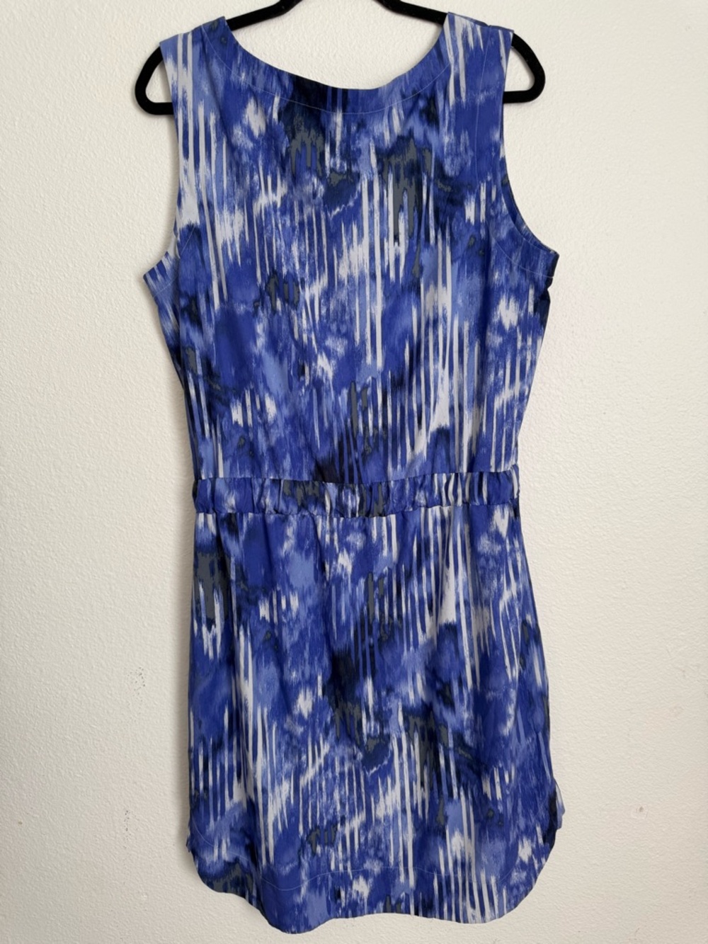 Athleta Blue & White Watercolor-Print Sleeveless Mini Dress - Picture 3 of 7
